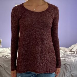 Long Sleeve Maroon/White Hollister Top